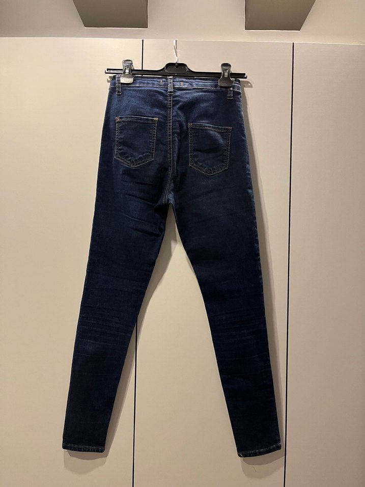 Lacivert Kadın Kemerli Skinny Jean - Görsel 3