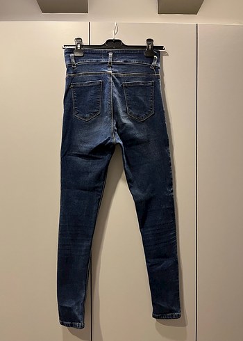 Kadın Mavi Kemer kısımlı Skinny Denim Pantolon - Görsel 2