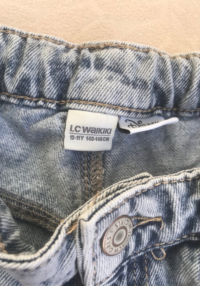 Renkli Baskılı Kız Kot Pantolon - Görsel 2