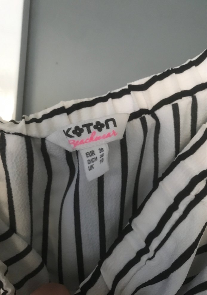 Askılı Beyaz Çizgili Midi Elbise - Görsel 2