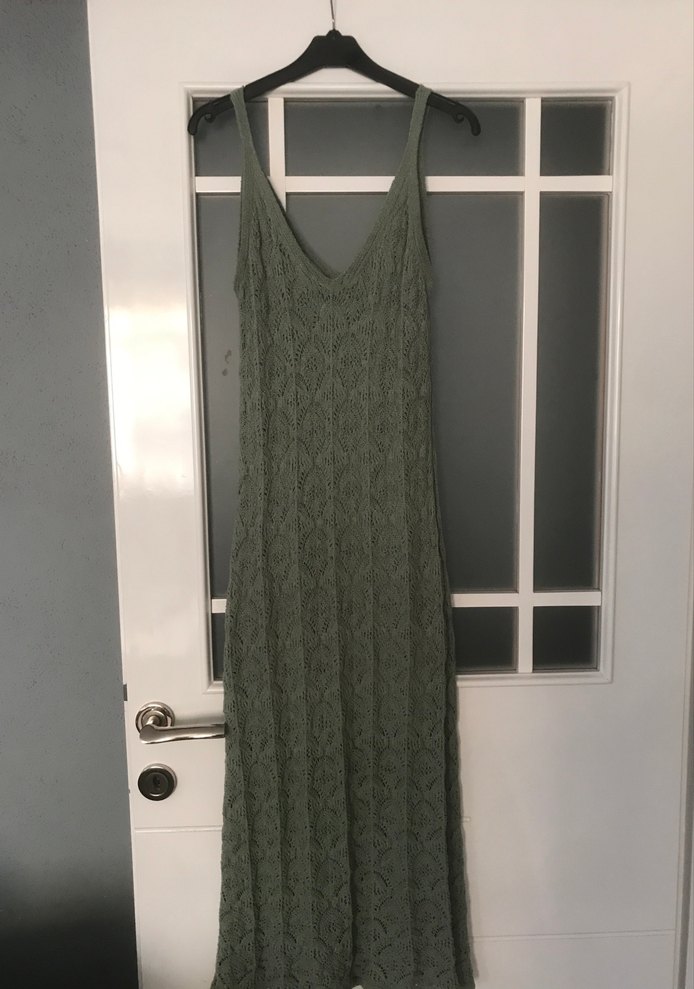 V Yaka Kolsuz Örgü Bohem Elbise - Görsel 2