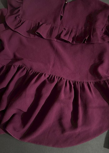 Bordo-mürdüm arası bir renk Fırfırlı Uzun Kollu - Görsel 2