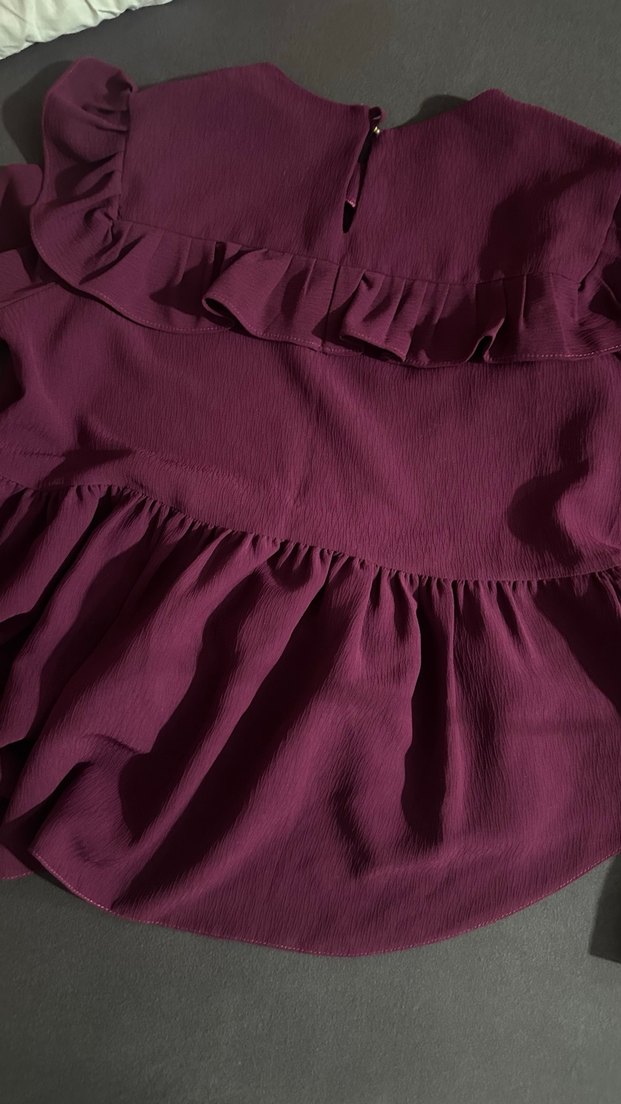 Bordo-mürdüm arası bir renk Fırfırlı Uzun Kollu - Görsel 2