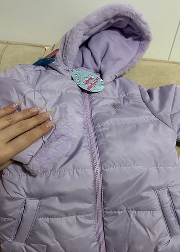 Renkli Baskılı Kapüşonlu Erkek kız Çocuk Mont - Görsel 2