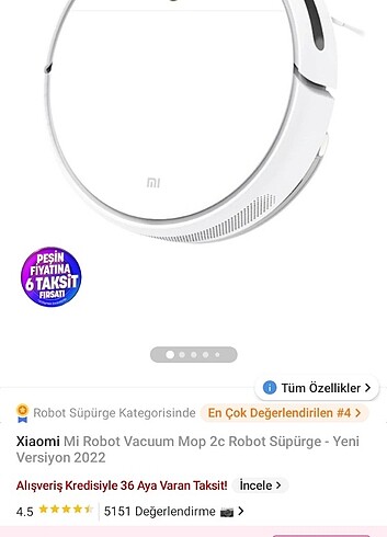 Xiaomi Xiaoimi Sıfır Robot Süpürge