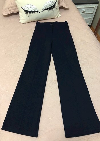 Lacivert Kemerli Kadın Kumaş Pantolon - Görsel 4