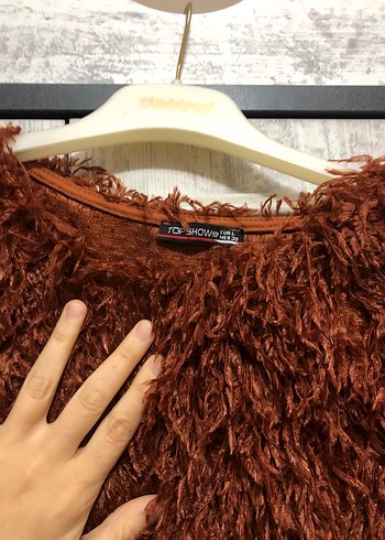 Kiremit tüy Detaylı Örgü Kazak - Görsel 3