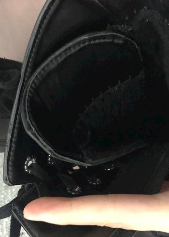 Kutulu Siyah Deri  Topuklu Bot - Görsel 6