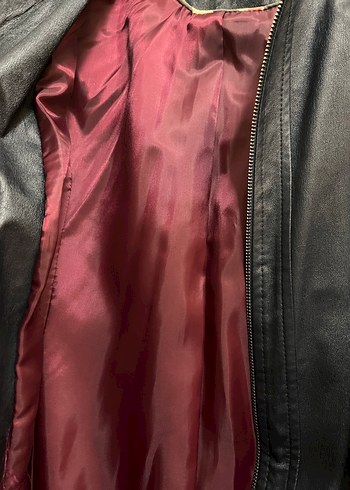 Kadın Lacivert Deri Uzun Ceket - Görsel 4