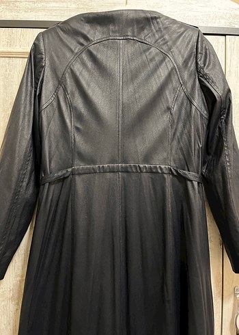 Kadın Lacivert Deri Uzun Ceket - Görsel 2