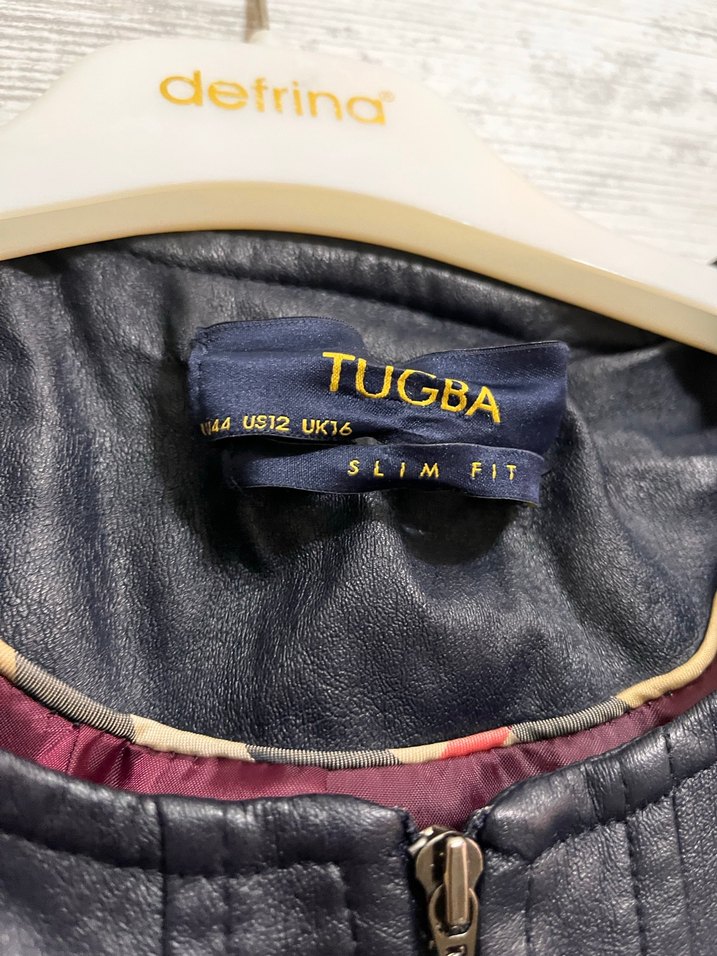 Kadın Lacivert Deri Uzun Ceket - Görsel 3