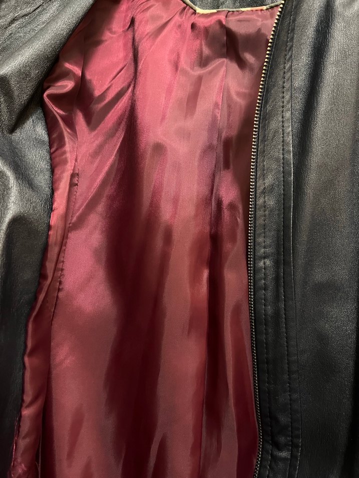 Kadın Lacivert Deri Uzun Ceket - Görsel 4