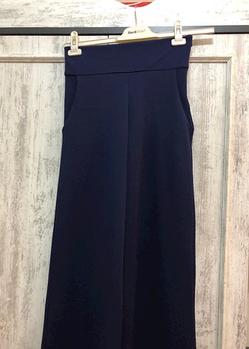 Lacivert Bol Kesim Kadın Kumaş Pantolon - Görsel 2