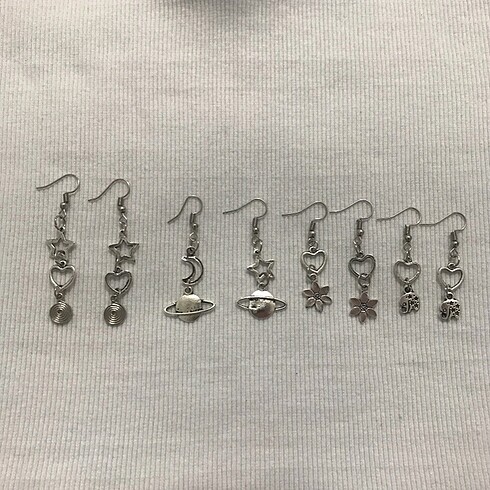 American Vintage Satürn yıldız papatya spiral fil küpe