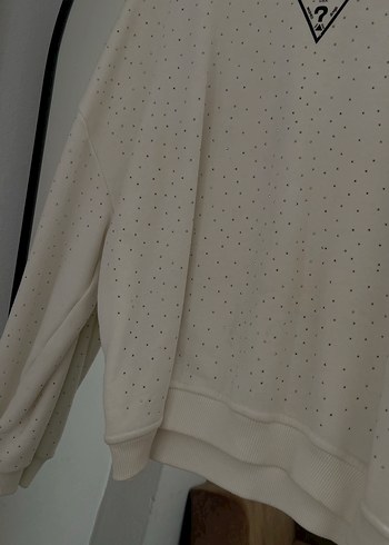 Guess Guess Beyaz Düğmeli Uzun Kollu Sweatshirt