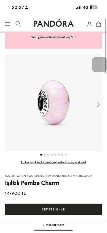 Işıltılı pembe charm pandora