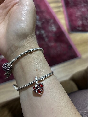 Pandora Disney mickey minnie mouse öpücük kırmızı murano pandora