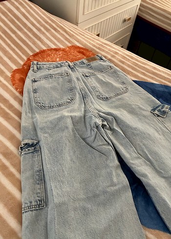 36 Beden Kadın Mavi Bol Kesim Midi Kot Pantolon