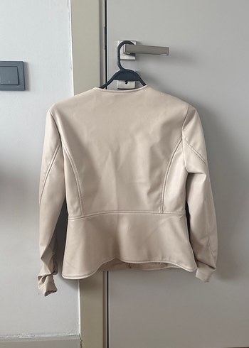 Zara Kadın Bej Kadın Deri  Ceket - Görsel 3