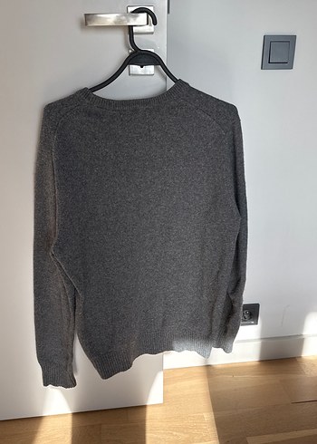 Gri Erkek Triko Kazak - Baskılı, Rahat Kesim - Görsel 3