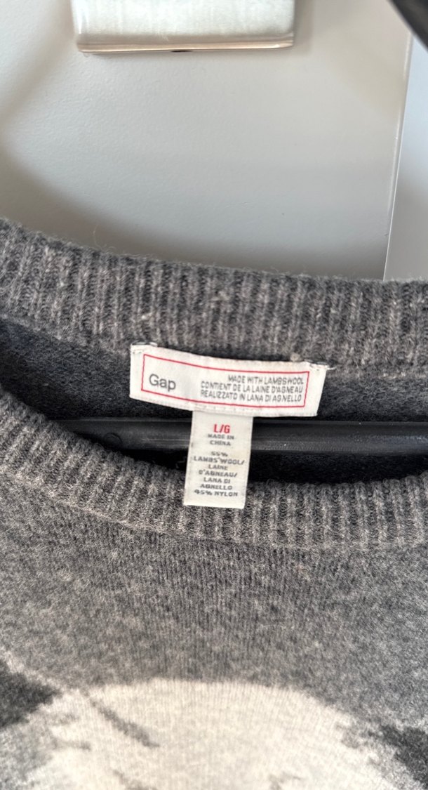 Gri Erkek Triko Kazak - Baskılı, Rahat Kesim - Görsel 2