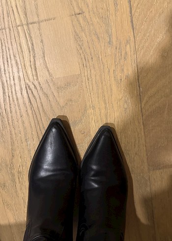 Kadın Siyah Deri Kemerli Dizüstü Bot - Görsel 8