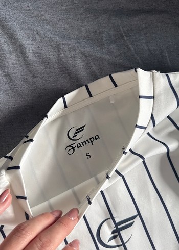 Çizgili Beyaz Kadın Spor Takımı tayt eşofman - Görsel 5