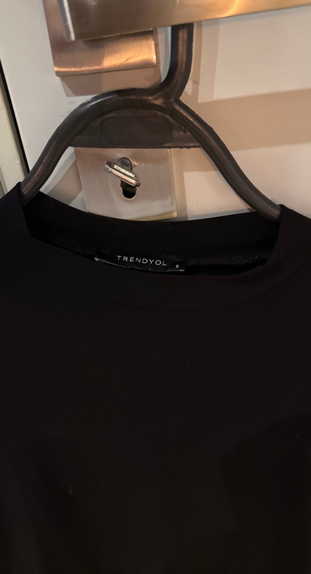 Kadın Siyah Süet Crop Top, Uzun Kollu - Görsel 2