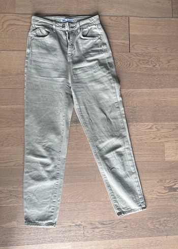 Zara Acik Gri Yikamali Denim Jean