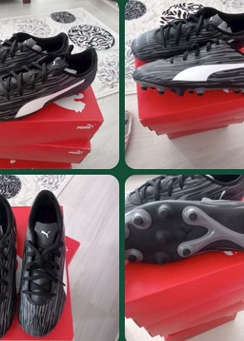 38 Beden Puma Siyah Baskılı Futbol Kramponu 38.5 numara kutulu