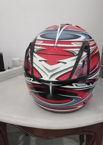 orjinal shoei marka.Renkli Baskılı Kemerli Motosiklet Kaskı - Görsel 3