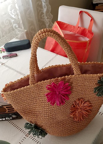 Renkli Püsküllü Bohem Örgü Kadın Çanta - Görsel 2