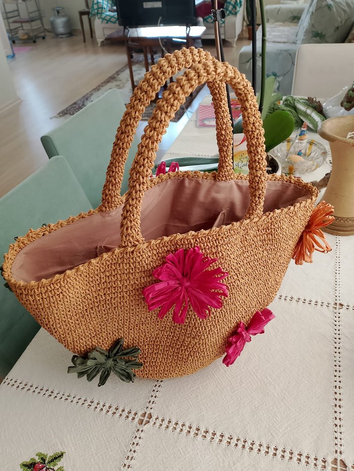 Renkli Püsküllü Bohem Örgü Kadın Çanta - Görsel 4