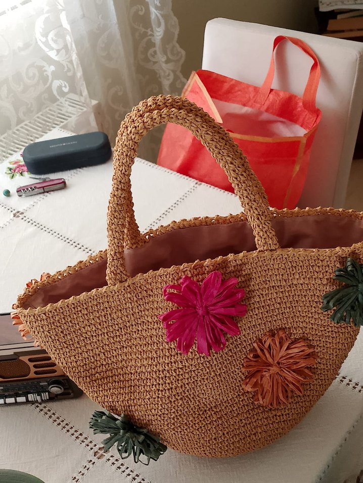 Renkli Püsküllü Bohem Örgü Kadın Çanta - Görsel 2