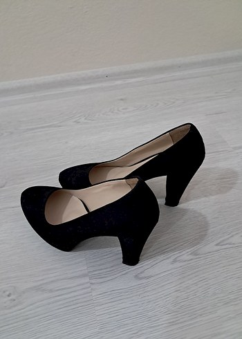 40 Beden Siyah Süet Stiletto Kadın Topuklu Ayakkabı