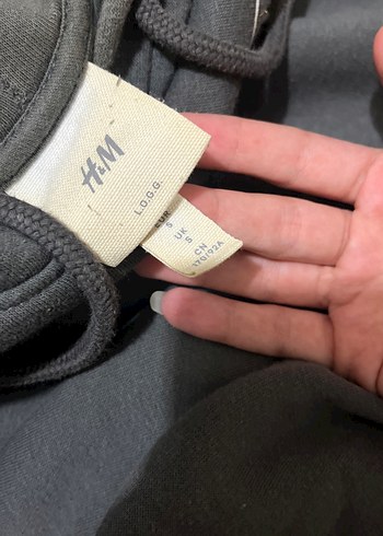 s Beden H&M Erkek Kapüşonlu Siyah Oversize Sweatshirt