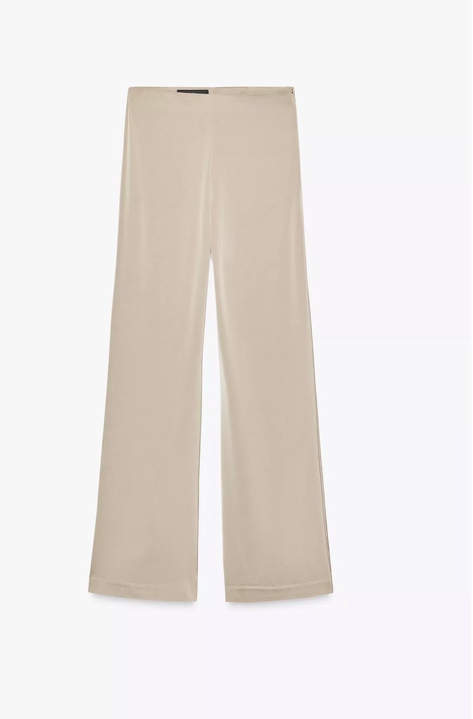 Gri Midi Dökümlü Kadın saten Pantolon - Görsel 2