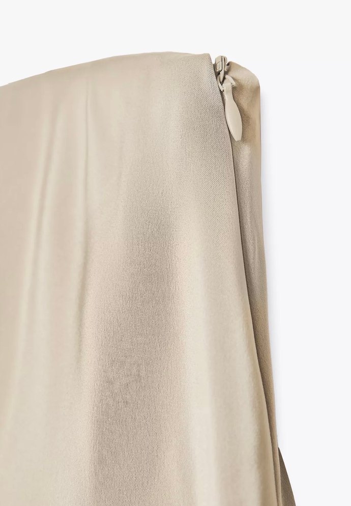 Gri Midi Dökümlü Kadın saten Pantolon - Görsel 3