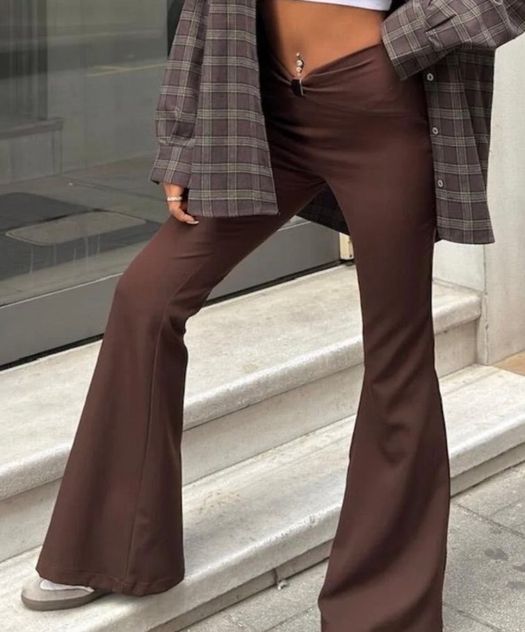 Kahverengi kumaş Pantolon - Görsel 3