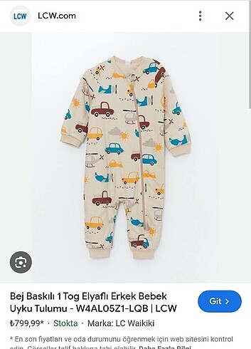 LC Waikiki Lcw 1 tog uyku tulumu