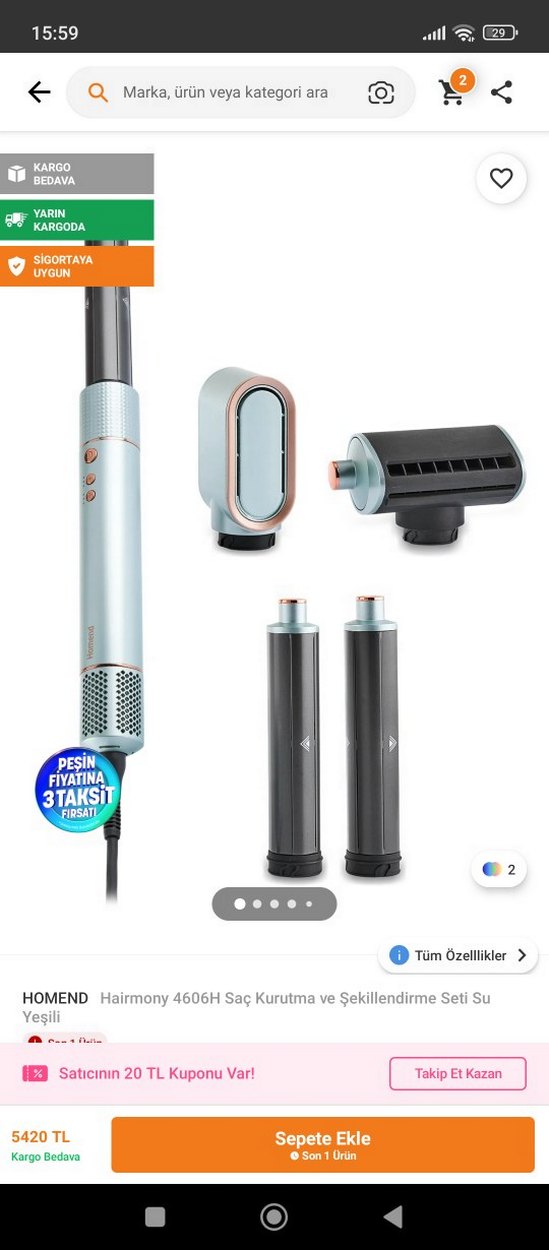 HOMEND Hairmony 4606H Saç Kurutma ve Şekillendirme Seti - Görsel 2