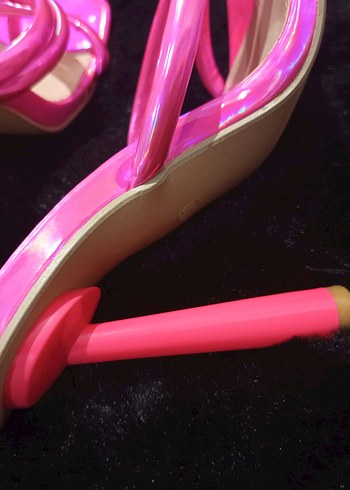 Pembe Rugan Stiletto Topuklu Terlik - Görsel 5