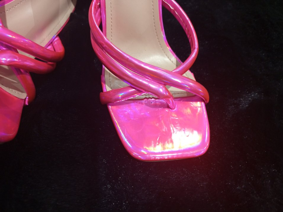 Pembe Rugan Stiletto Topuklu Terlik - Görsel 3