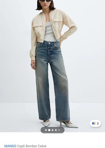 MANGO Bej Cepli Bomber Ceket - Görsel 2