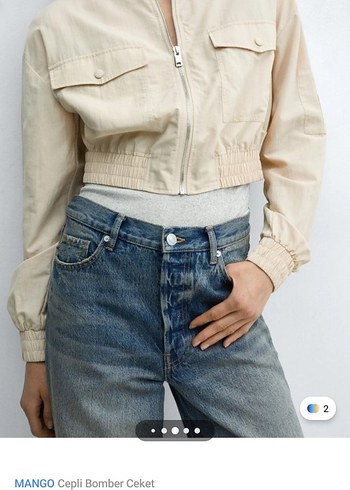 MANGO Bej Cepli Bomber Ceket - Görsel 5