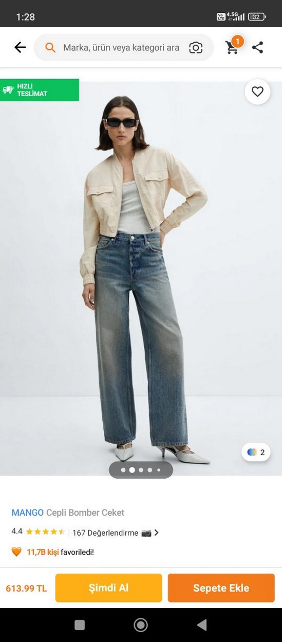 MANGO Bej Cepli Bomber Ceket - Görsel 2