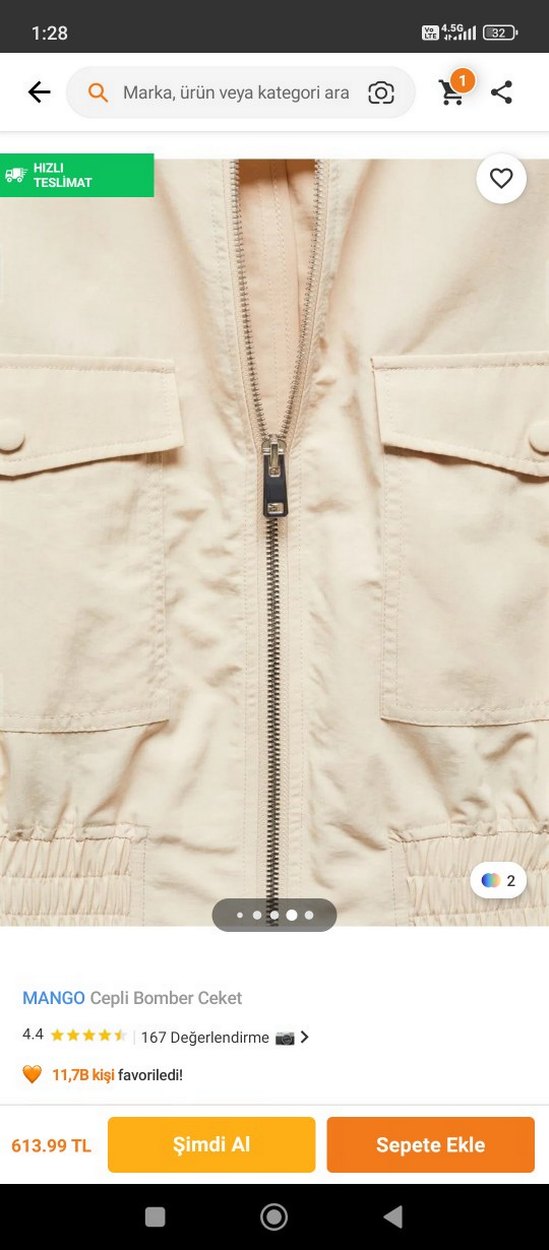 MANGO Bej Cepli Bomber Ceket - Görsel 4