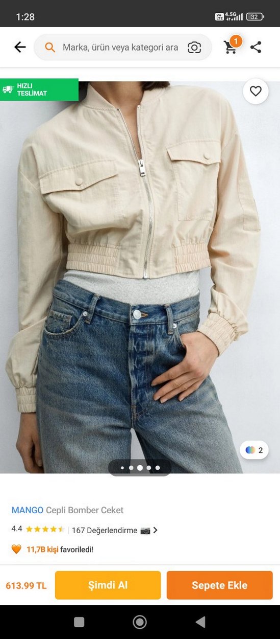 MANGO Bej Cepli Bomber Ceket - Görsel 5