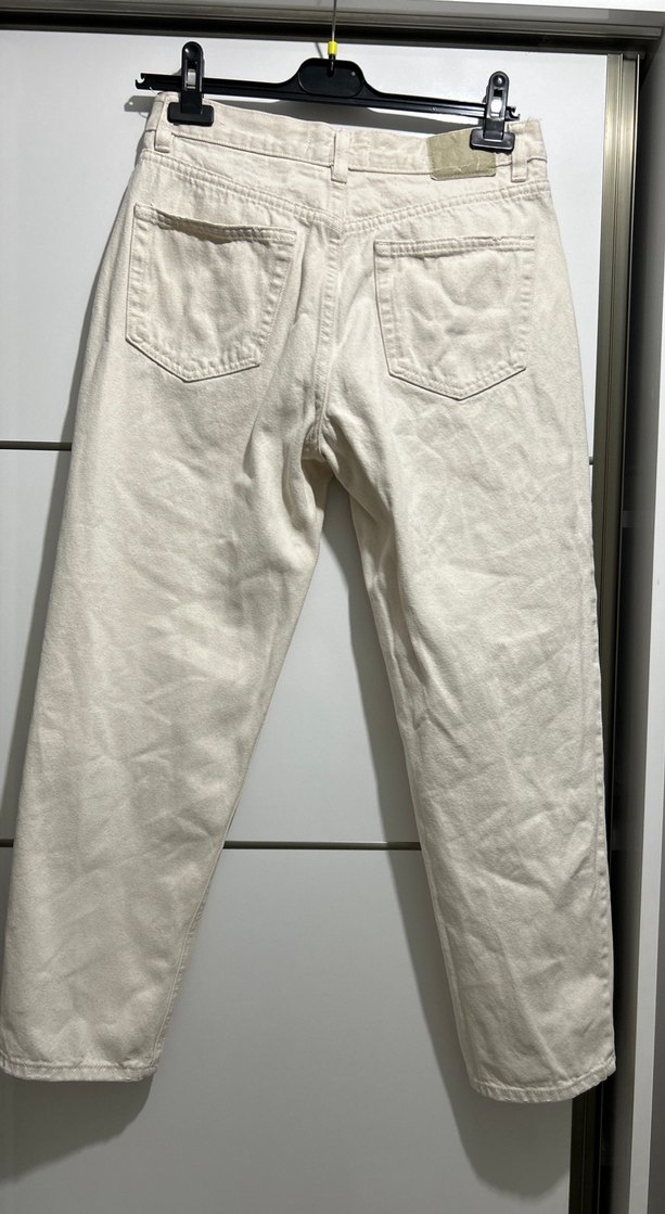 Ekru slim mom jean pull and bear - Görsel 2
