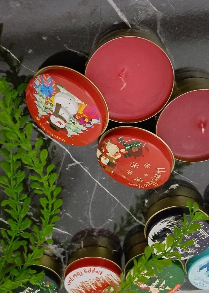 2 li Yılbaşı Teneke Kutulu Mum  - Görsel 2